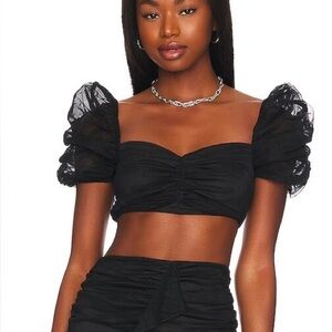 Majorelle Sophia Crop Top in Black - Size Medium
